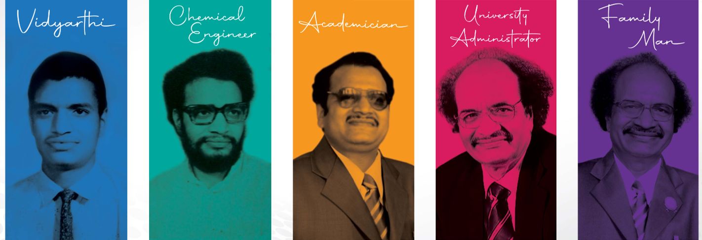 Prof. G. D. Yadav - Life Stages Timeline: Vidyarthi, Chemical Engineer, Academician, University Administrator, Family Man